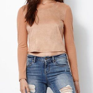 Faux suede crop top